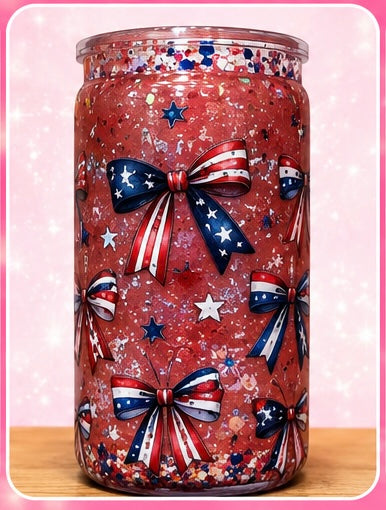 4th of July Bow Lava Tumbler 16 oz.
