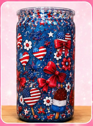 4th of July Balloon Dog Lava Tumbler 16 oz.