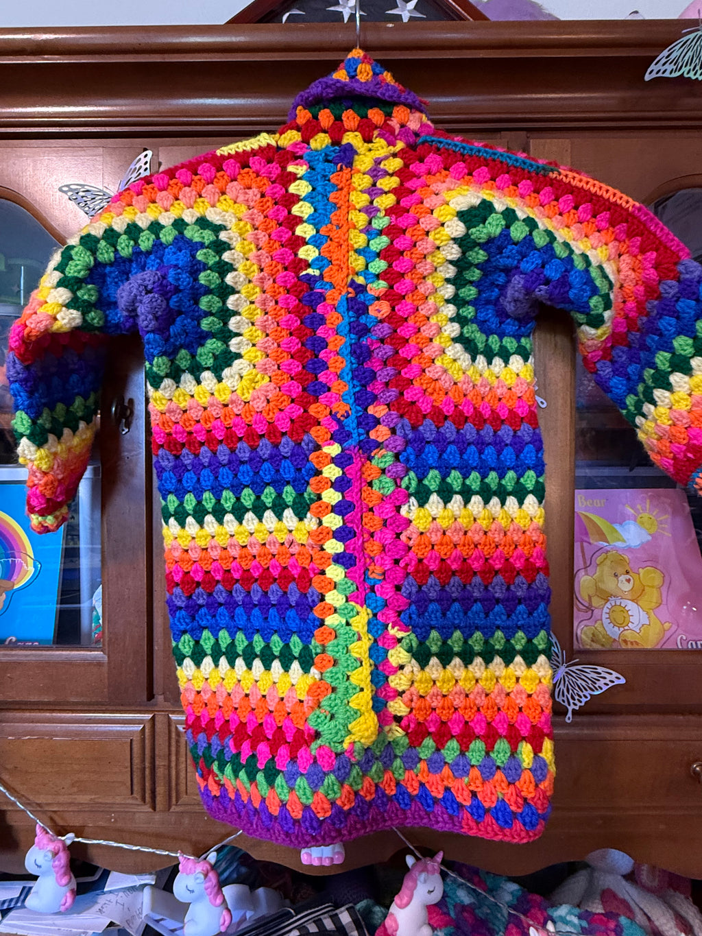 Crochet Rainbow Granny Square Cardigan