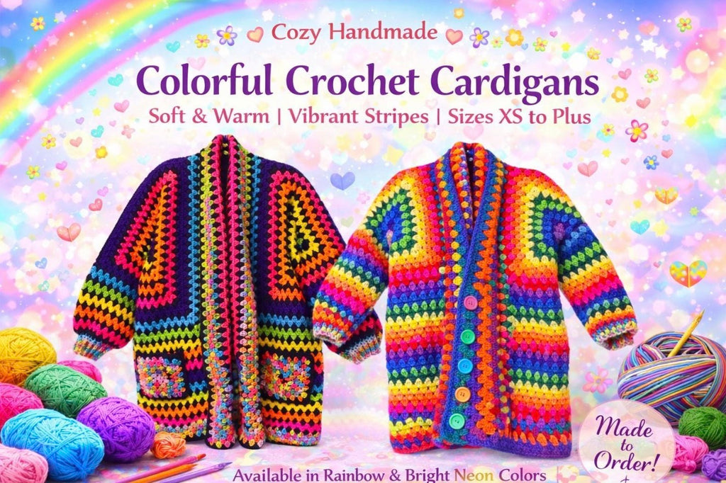 Crochet Rainbow Granny Square Cardigan