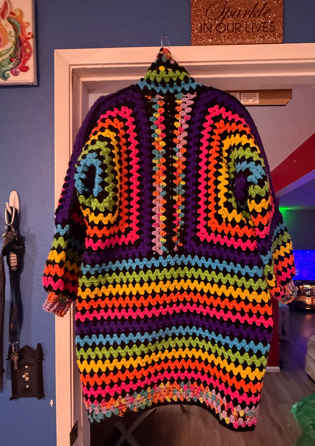 Crochet Rainbow Granny Square Cardigan