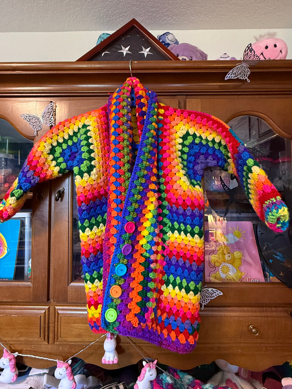 Crochet Rainbow Granny Square Cardigan