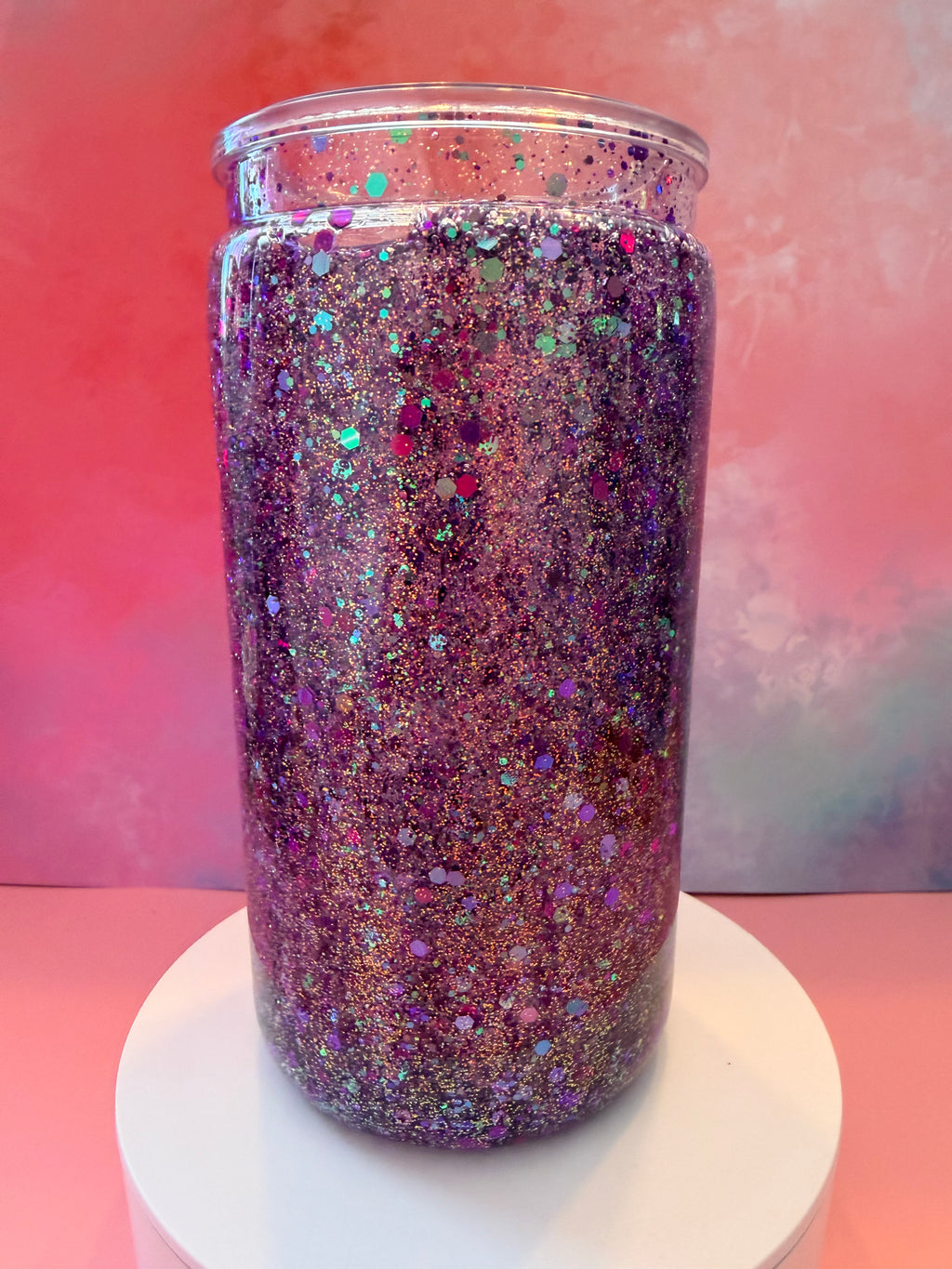 Premade Purple Glitter Tumbler 16 oz.